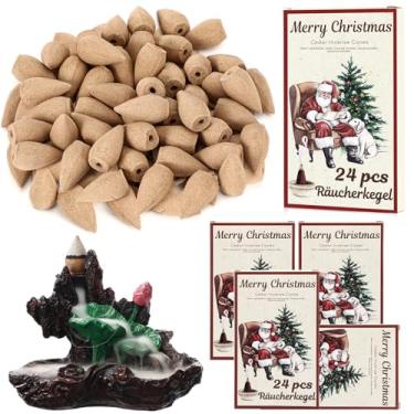 Imagem de Leelosp 120 peças de cones de incenso de refluxo de Natal pacote com 5 cones de incenso perfumados cachoeira de cedro a granel para queimador de cachoeira