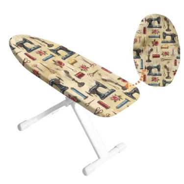Imagem de HUISEFOR Capa de tábua de passar de costura para protetor de almofada de ferro protetor de mesa retrô protetor de tábua de passar roupa fácil de instalar, capa de ferro para pranchas, presente para