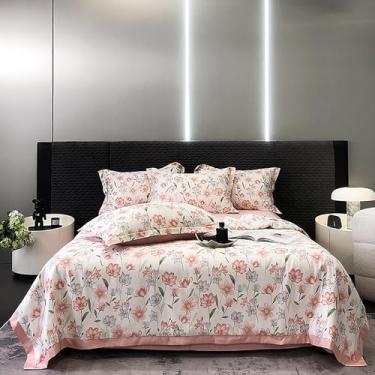 Imagem de Cobertor de luxo de verão, mantas de cama de verão, edredom leve, edredom de algodão, colcha de verão, colcha fina gelada, estampa floral, para todas as estações, 020,200 × 230 cm