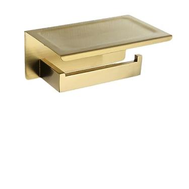 Imagem de Acessórios de banheiro escovados dourados ferragem barra de toalha suporte de papel higiênico suporte de toalha gancho saboneteira escova de vaso sanitário, conjunto de 4 peças 40, China (suporte de