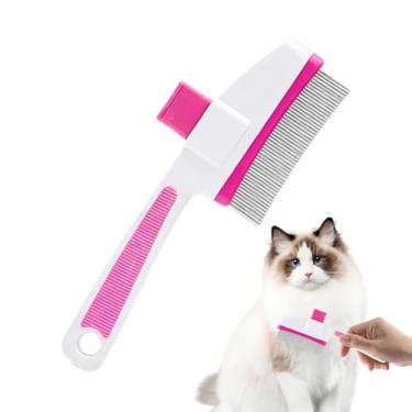 Imagem de Escova para derramamento de gatos | Ferramenta de cuidados para animais de estimação com botão de liberação – pente de remoção de pulgas para gatinhos, para banhar cães de pelo longo e curto, gatos