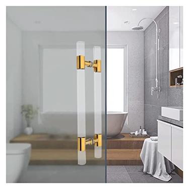 Imagem de Puxador de porta de entrada transparente de 24 32 39 47 polegadas, alças de barra de pressão em forma de H montadas no lado duplo para portas de vidro de casa/escritório, kits completos (cor: ouro