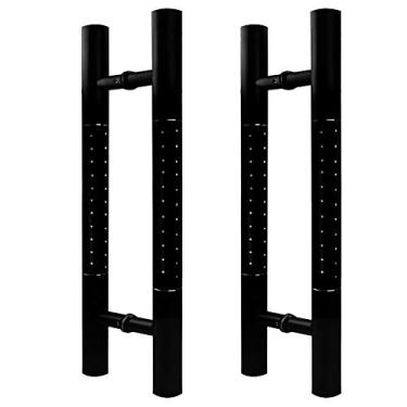 Imagem de Maçaneta de porta celeiro vidro deslizante comercial push pull tubo quadrado entrada em aço inoxidável cromado estilo moderno para escritório centro comercial casa chuveiro banheiro 2 peças - 800 mm