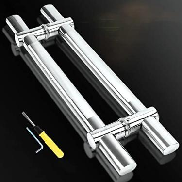 Imagem de Puxadores de porta longa para porta da frente, aço inoxidável, porta de celeiro deslizante, conjunto de ferragens para portas de vidro/madeira, maçaneta dupla face de barra a barra (80 cm/31,5 pol.)