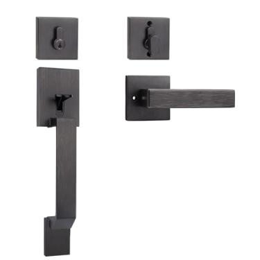 Imagem de Probrico Conjunto de fechadura externa de bronze polido a óleo, conjunto de fechadura externa com fechadura de fechadura de cilindro único e conjunto de fechaduras, 1 conjunto