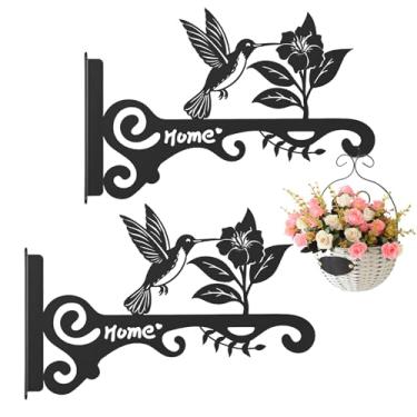 Imagem de Gancho de parede para plantas | Ganchos de plantador, rack de metal de 25 cm com design de flor de pássaro para cesta de flores, lanterna, carrilhão de vento, varanda, pátio, jardim, quintal, interior