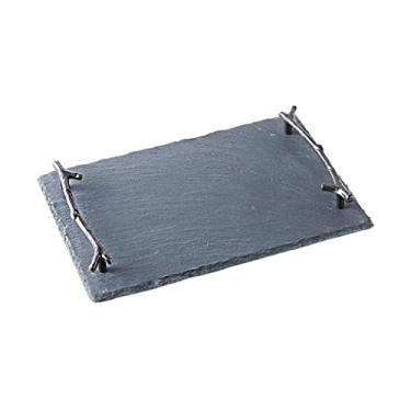 Imagem de Bandeja de servir café da manhã, bandeja de servir, alça de ramo retrô, bandeja de prato de jantar, showroom de restaurante, copo de água, tigela, bandeja de prato (latão)