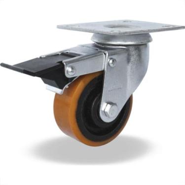 Imagem de Rodizio Para Carrinho Colson Ferro Base Giratoria Com Trava 75Mm
