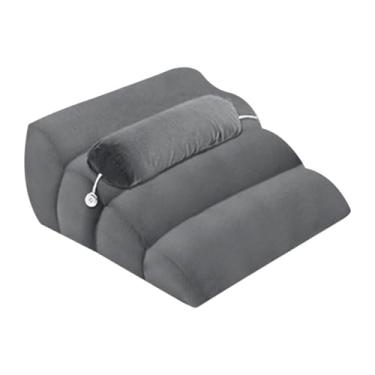 Imagem de YWJLQH Travesseiro de cunha, suporte para pernas, travesseiro triangular, travesseiro de bruços para adultos lendo, L, Cinza
