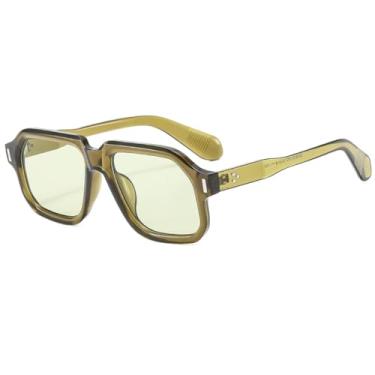 Imagem de HPIRME Óculos de grau femininos retangulares de armação grande, UV400 (verde oliva)