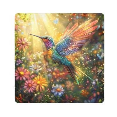 Imagem de SEHANY Saco de maquiagem de pano autoadesivo colorido flores primavera pássaro mágico protetor portátil para lente de câmera envoltório cosmético, bolsa de maquiagem aberta para mulheres, itens