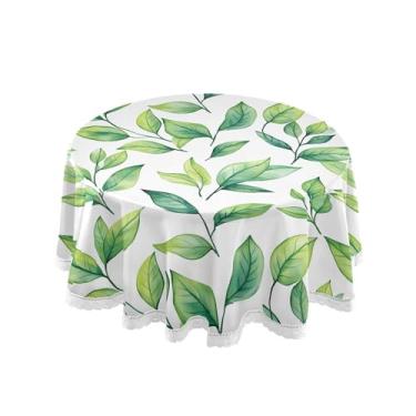 Imagem de SEHANY Toalha de mesa redonda com folhas verdes pastorais, 152 cm, tecido lavável sem rugas, toalha de mesa redonda com renda decorativa para restaurante, casamento, acampamento, festa Fiesta Cinco de