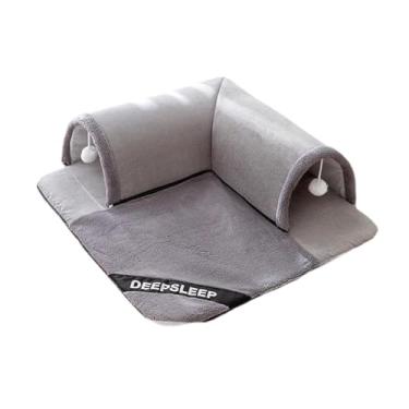 Imagem de IEUDNS Cama túnel para gatos, playground para exercícios, cabana, centro de atividades para hamster, gatos internos, animais pequenos, gatinhos, Cinza