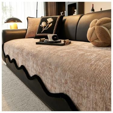 Imagem de SPXMQSS Capas de sofá para sofá, capa de sofá universal em forma de L, capa antiderrapante para sofá de chenille macio 1/2/3/4 lugares, protetor de móveis F 110 x 320 cm