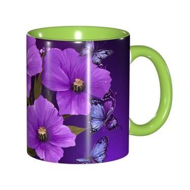 Imagem de Zeraoke Caneca de café criativa com estampa de borboletas de flores, personalizada, presente para família, tamanho de 325 ml, unissex