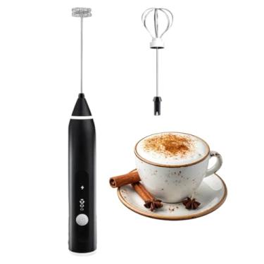 Imagem de Mini Mixer Elétrico Portátil USB 3 Velocidades - Misturador de Bebidas Batedor Espumador para Cappuccino, Shake, Ovos e Leite em Aço Inox (Preto)