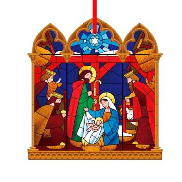 Imagem de Enfeites de Natal para presépio ornamentos religiosos para árvore de Natal, enfeites de Natal cristãos do nascimento de Jesus, enfeites de sagrada família, presentes cristãos para mulheres e homens
