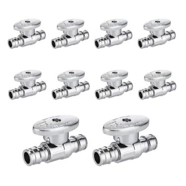 Imagem de Niikappu Pacote com 10 válvulas retas 1/5.1 cm Pex A x 1/5.1 cm Pex A, válvulas retas de 1/4 de volta, válvula de desligamento premium, latão resistente para bidê de vaso sanitário, pia, máquina de