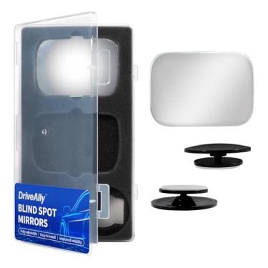Imagem de DriveAlly 2 peças de espelho de ponto cego de carro, ângulo de vidro convexo HD sem moldura ajustável, espelho reverso auxiliar traseiro autoadesivo, espelhos laterais de ângulo amplo, acessórios