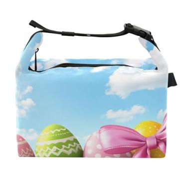 Imagem de STAYTOP Lancheira de ovos coloridos Happy Easter com fivela de alça, lancheira isolada para meninos e meninas, lancheira térmica para trabalho escolar