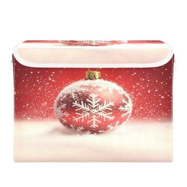 Imagem de CEBUGI Caixotes de armazenamento com tampas, caixa de armazenamento de tecido dobrável, organizador de cubo de Natal para armário de casa prateleiras de quarto 40 x 30 x 30 cm