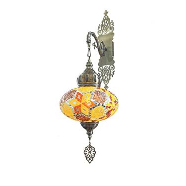 Imagem de (7 cores) Arandela de parede turca em mosaico, grande, em vidro marroquino, para sala de estar, quarto, corredor, varanda, café ou bar.