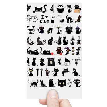 Imagem de Graviarte - Cartela 50 Adesivos Gatos Pretos Fofos DTF UV Prova D'Água