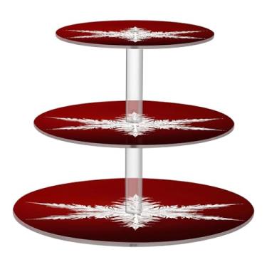 Imagem de CEBUGI Suporte redondo para cupcake de 3 camadas, floco de neve, suporte de bolo, torre, bandeja de servir em camadas de acrílico para festas de chá, chá de bebê, casamento e mais
