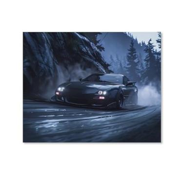 Imagem de HouLaiZhe Drift Sports Car Rx7 Jdm Night Cool Posters Tela Estética Decoração de Parede Pintura de Parede Impressões Sala de Galeria Decoração de Parede para Quarto Sala de Estar Escritório 08 x 10