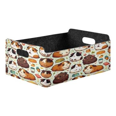 Imagem de Burbuja Caixa de armazenamento dobrável para porquinho-da-índia com alças – caixa de armazenamento de feltro para organizar brinquedos, livros, maquiagem, panos, meias na prateleira, armário e quarto