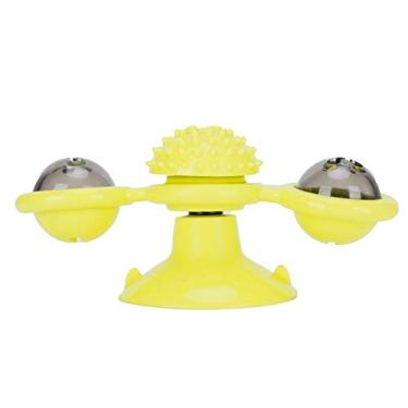 Imagem de Ymiko Moinho de Giratório de Brinquedo Interativo para Gatos Com LED e Bola de Erva-de-gato, Teaser Envolvente para Diversão (Amarelo)