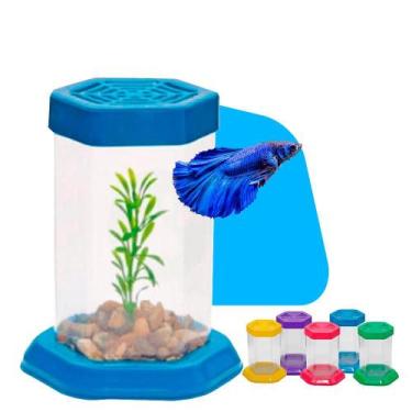 Imagem de Aquário para Peixe Betta com Tampa Acrílico Beteira Pequena Transparen