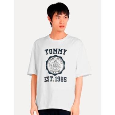 Imagem de Camiseta Tommy Jeans Masculina Oversized Varsity Badge Branca-Masculino