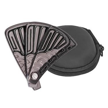 Imagem de Ainoli push slider fidget brinquedo ventilador dobrável alívio do estresse magnético brinquedo de aço inoxidável háptico para adulto (Preta)