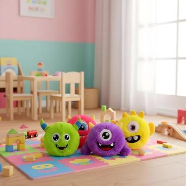 Imagem de Brinquedo Pelúcia Bola Inflável 23cm Monstro Colorido Macio Bomba Ar Infantil Decoração Seguro Inmetro Sortido.