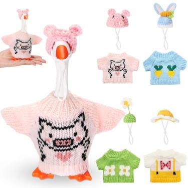 Imagem de SilTriangle Conjunto de 4 miniroupas de mesa de 17 cm de malha de ganso magnético porta-chaves de ganso várias cores para decoração de chave de mesa de pato magnético (fresco)