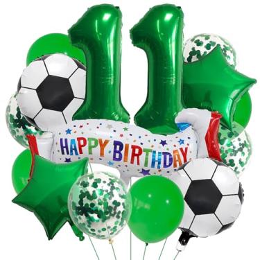 Imagem de Balão de futebol verde número 11, balões de alumínio de 11º aniversário, balões coloridos de 11 anos para futebol, balões esportivos de 11 anos, kits de balões de festa, meninos, decoração de festa de