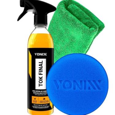 Imagem de Cera Líquida Carnaúba Finalizadora Proteção Automotiva Tok Final Vonixx + Pano Microfibra Aplicador de Espuma