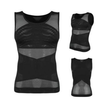 Imagem de Colete Modelador Masculino Slim Preto Sem Mangas Ergonômico Para Espor
