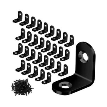Imagem de Suportes Em L De Aço Inoxidável Preto 30 50pcs Braçadeiras De Canto Em