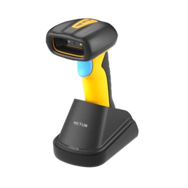 Imagem de NETUM Scanner de código de barras QR industrial Bluetooth atualizado com base de carregamento, leitor de código de barras 2D 1D sem fio 2600 mAh, proteção contra quedas, à prova de poeira, mãos livres