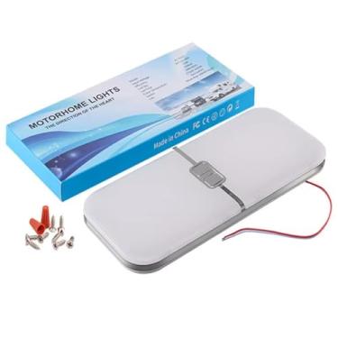 Imagem de SYAHEiPENG Luzes de teto para trailer, 12 V 24 V, temperatura de 3 cores com interruptor de tato, lâmpada interna de LED, cúpula de teto, painel de luz de leitura para trailer, trailer, trailer