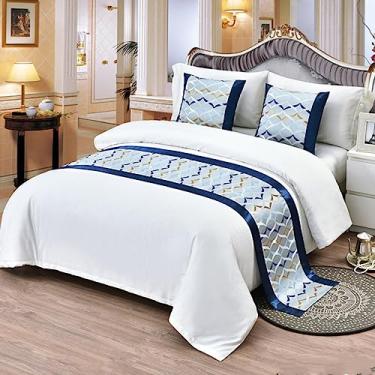 Imagem de Cachecol de corredor de cama Colchas Sólidas Camas de Hotel Cachecóis King Queen Decorativos para Pés de Qualidade Moderna Camas Mantas para King Size Decoração de Quarto de Casa - Azul||50 x 240 cm