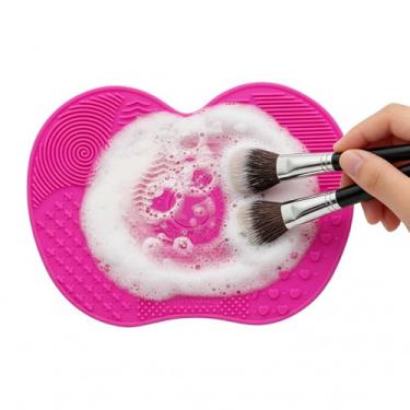 Imagem de Tapete de lavagem de silicone para pequenos acessórios almofada de limpeza multitextura com ventosas para tarefas diárias de lavagem doméstica (vermelho)