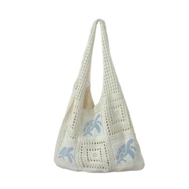 Imagem de Bolsa feminina de uso diário, leve, estampa de tartaruga marinha, bolsa de compras de crochê vazada para férias, férias, combinando perfeitamente com o conjunto de crochê