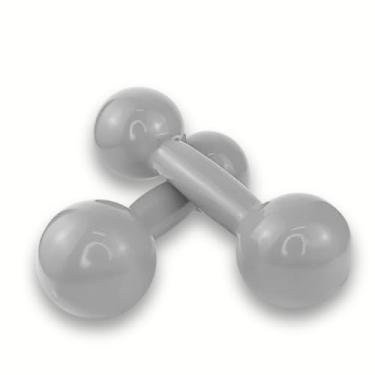 Imagem de Halter Par 03Kg Cor Cinza Treino Musculação Fisioterapia