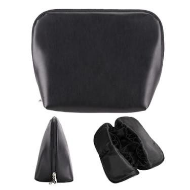 Imagem de dadop Bolsa de viagem para maquiagem e higiene pessoal, grande bolsa organizadora de cosméticos à prova d'água com 28 bolsos e compartimentos ajustáveis e 4 porta-pincéis