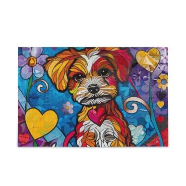 Imagem de 1000 peças de quebra-cabeças coloridos fofos para filhotes de cachorro de madeira e papel combinados para adultos