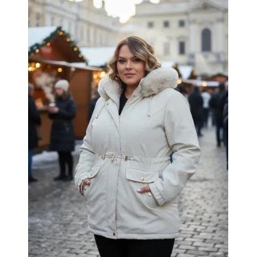 Imagem de Sobretudo Parka Feminina Forrada com Pelinhos Plus size inverno tamanh