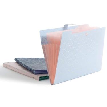 Imagem de U Brands Pasta de arquivo expansível moderna, pasta de poliéster com 5 bolsos, padrões elevados, pacote com 3 (3450U01-12)